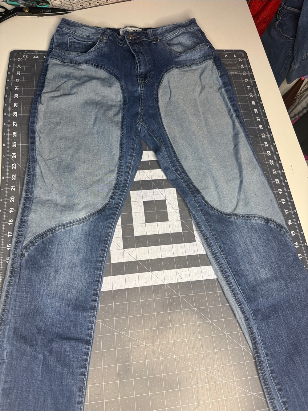 Women's Two-Tone Blue Patchwork Jeans